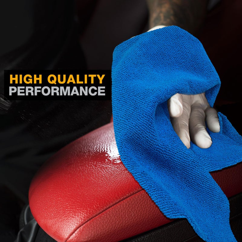 Eurow Ultrasonic Cut 300 GSM Microfiber Cleaning Towels, Streak-Free, Lint-Free, Ultra Absorbent, Scratch-Safe, for Auto Detailing, Home, Kitchen & Multipurpose Use, 16x16, 12-Pack, Blue - Image 4